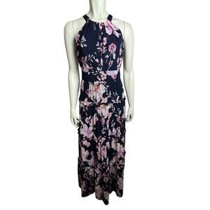 NWT Eliza J floral halter maxi dress size 6 navy